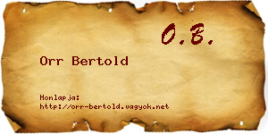 Orr Bertold névjegykártya